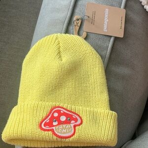Patagonia Kids Bright Yellow Beanie with Red Patch